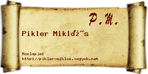 Pikler Miklós névjegykártya
