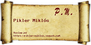 Pikler Miklós névjegykártya